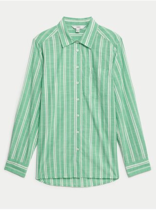 Bílo-zelená dámská pruhovaná košile Marks & Spencer    