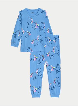 Modré holčičí pyžamo s motivem jednorožce Marks & Spencer 