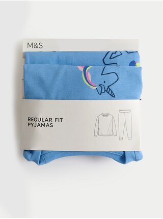 Modré dievčenské pyžamo s motívom jednorožca Marks & Spencer