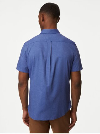 Modrá pánská košile s krátkým rukávem Marks & Spencer 