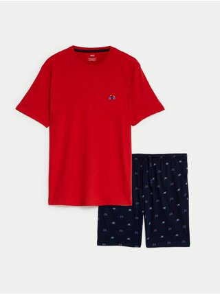 Červené pánske pyžamo s cyklistickým motívom Marks & Spencer