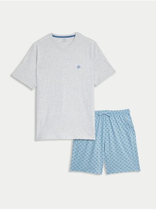 Šedo-modré pánske vzorované pyžamo Marks & Spencer