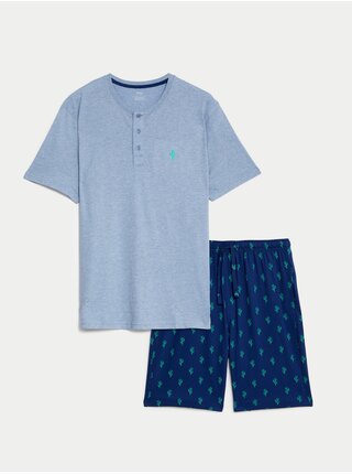 Modré pánske pyžamo s motívom kaktusov Marks & Spencer