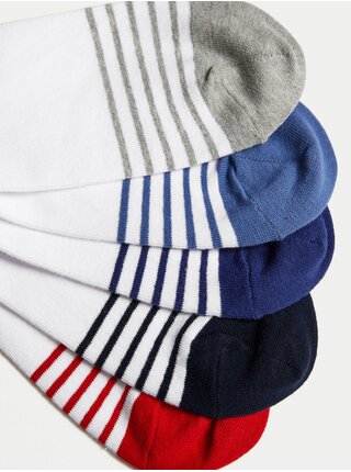 Sada pěti párů ponožek v bílé barvě Trainer Liner™ Marks & Spencer Cool & Fresh™ 