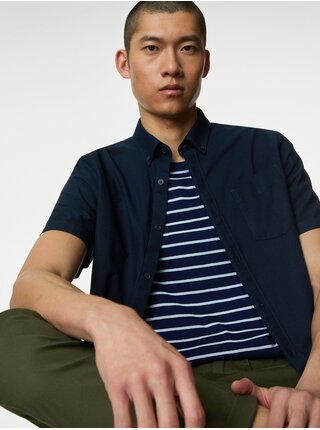 Tmavomodrá pánska košeľa Marks & Spencer Oxford