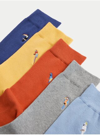 Sada pěti párů pánských ponožek v červené, žluté a modré barvě Marks & Spencer Cool & Fresh™