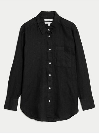 Černá dámská lněná košile Marks & Spencer 