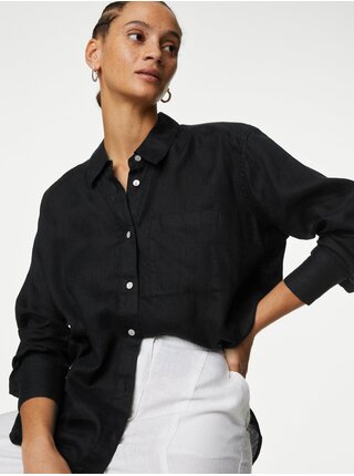Čierna dámska ľanová košeľa Marks & Spencer
