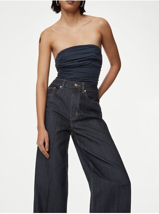 Tmavomodré dámske široké džínsy Marks & Spencer