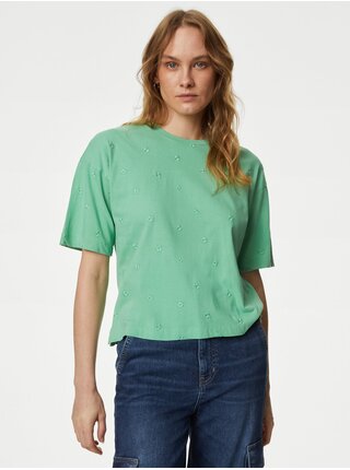 Zelené dámske vzorované tričko Marks & Spencer
