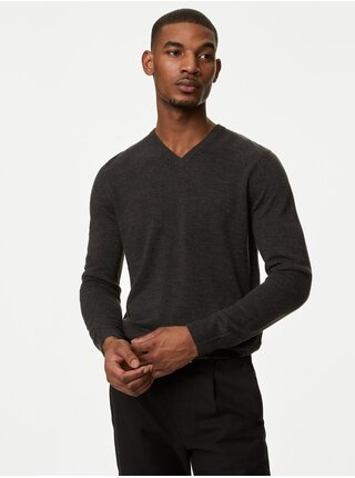 Tmavě šedý pánský svetr Marks & Spencer Cashmilon™