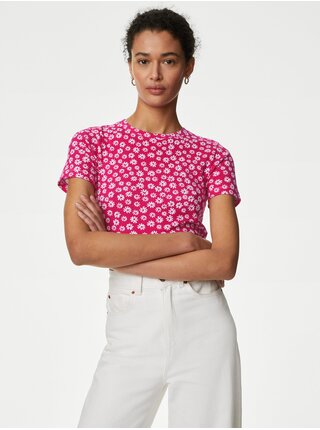 Ružové dámske kvetované tričko Marks & Spencer
