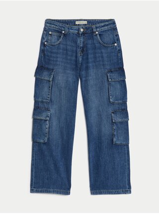 Tmavomodré dievčenskú široké džínsy Marks & Spencer