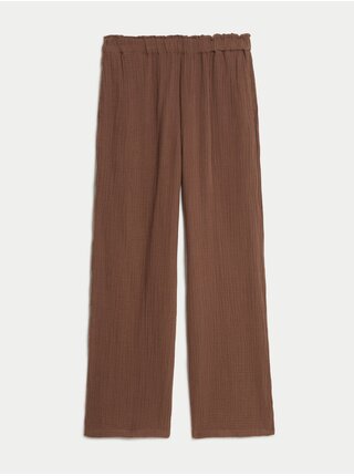 Hnědé dámské široké kalhoty Marks & Spencer 