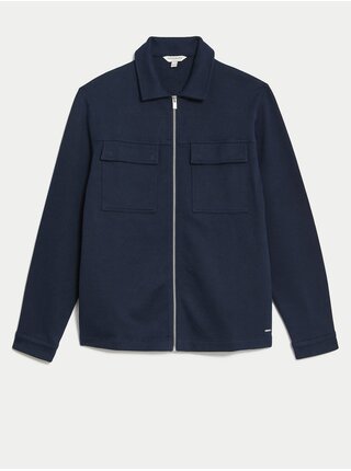 Tmavomodrá pánska košeľová bunda Marks & Spencer