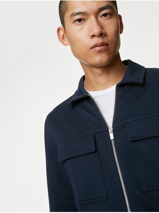 Tmavomodrá pánska košeľová bunda Marks & Spencer