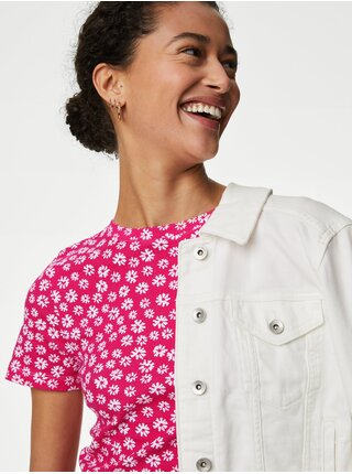 Růžové dámské květované tričko Marks & Spencer