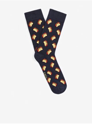Tmavomodré pánske vzorované ponožky Celio Gisotacos