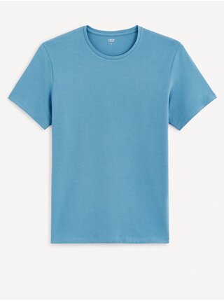 Modré pánské tričko Celio Neunir z bavlny Supima®