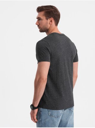 Tmavě šedé pánské žíhané tričko Ombre Clothing