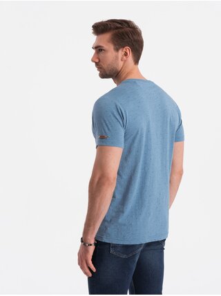 Světle modré pánské vzorované tričko Ombre Clothing