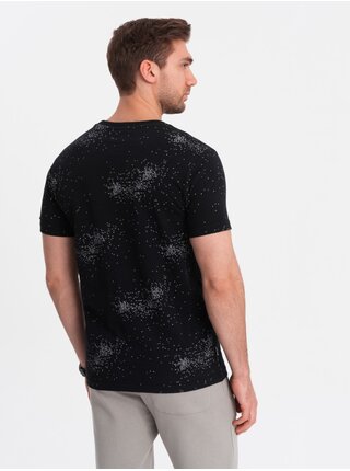 Čierne pánske vzorované tričko Ombre Clothing