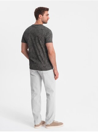 Tmavě šedé pánské vzorované tričko Ombre Clothing
