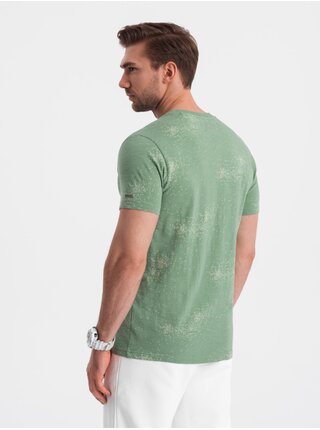 Svetlo zelené pánske vzorované tričko Ombre Clothing
