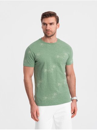 Světle zelené pánské vzorované tričko Ombre Clothing