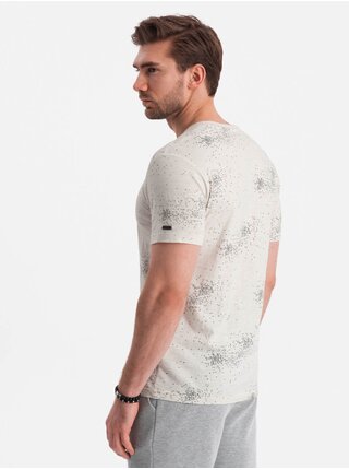 Krémové pánske vzorované tričko Ombre Clothing