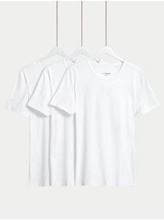 Sada tří pánských basic triček v bílé barvě s technologií Cool & Fresh™ Marks & Spencer 
