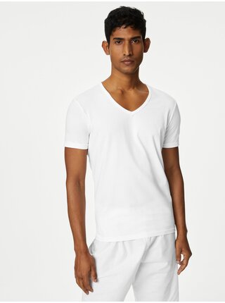 Sada tří pánských basic triček v bílé barvě s technologií Cool & Fresh™ Marks & Spencer 