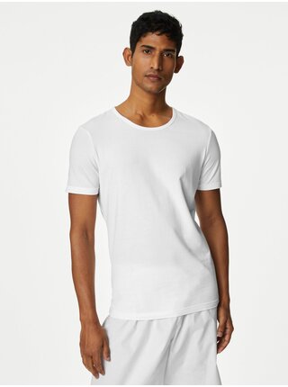Sada troch pánskych basic tričiek v bielej farbe s technológiou Cool&Fresh™ Marks & Spencer