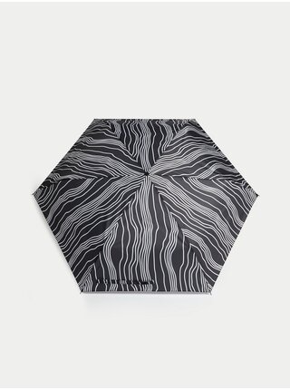 Bielo-čierny vzorovaný kompaktný dáždnik s technológiou Stormwear™ Marks & Spencer