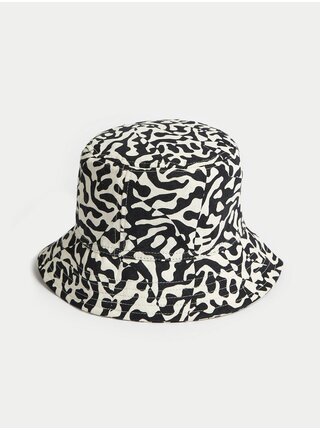 Krémovo-čierny dámsky vzorovaný klobúk Marks & Spencer