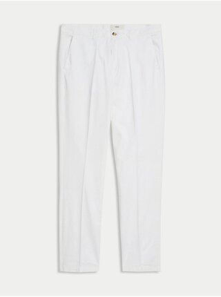 Bílé pánské chino kalhoty s příměsí lnu Marks & Spencer 