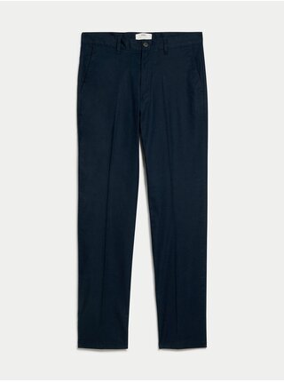 Tmavě modré pánské chino kalhoty s příměsí lnu Marks & Spencer 