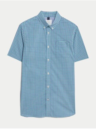 Modrá pánská károvaná košile Oxford Marks & Spencer 