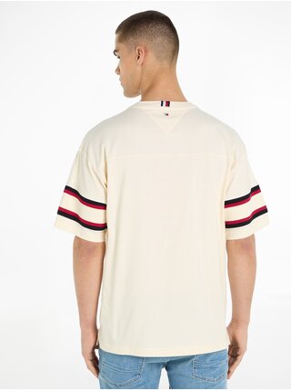 Béžové pánske tričko Tommy Hilfiger Monotype Sleeve Colourblock