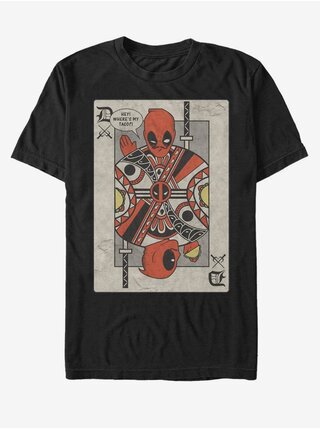 Čierne unisex tričko Marvel Deadpool Playing Card