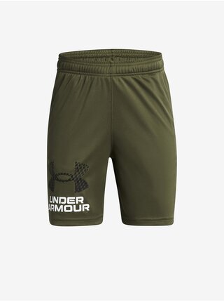Khaki klučičí sportovní kraťasy Under Armour UA Tech Logo Shorts