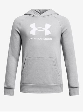 Světle šedá klučičí mikina s kapucí Under Armour UA Rival Fleece BL Hoodie