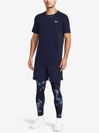 Modré pánske vzorované legíny Under Armour UA HG Armour Printed 