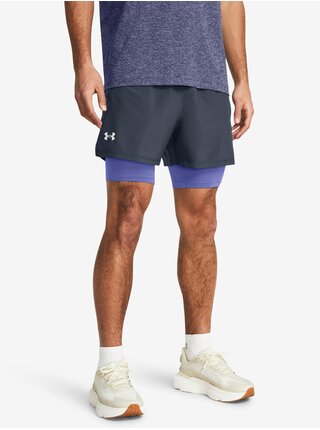 Šedé pánské sportovní kraťasy Under Armour UA LAUNCH 5'' 2-IN-1 SHORTS   