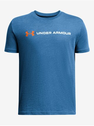 Modré klučičí tričko Under Armour UA B LOGO WORDMARK SS  