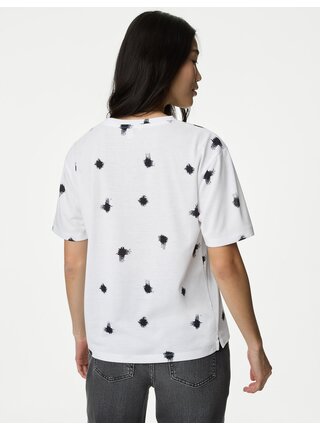 Biele dámske vzorované voľné tričko Marks & Spencer