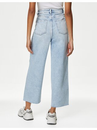 Světle modré dámské zkrácené wide fit džíny s vysokým pasem Marks & Spencer 