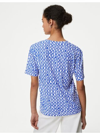 Modré dámske vzorované voľné tričko Marks & Spencer