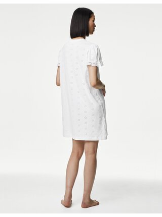 Bílá dámská noční košile s výšivkou Marks & Spencer 