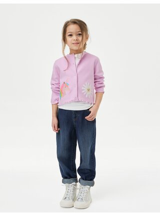 Růžový holčičí kardigan zdobený flitry Marks & Spencer   